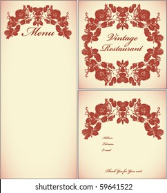restaurant vintage menu set