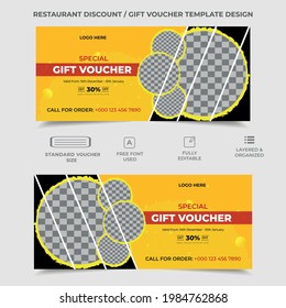 restaurant voucher template design, food sale discount card design template, eps 10, vector
