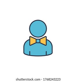 Icono vectorial del avatar del camarero del restaurante aislado en fondo blanco