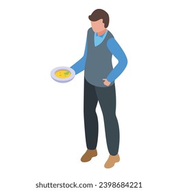 Restaurant waiter icon isometric vector. Smiling cafe employee. Quick serving of dishes