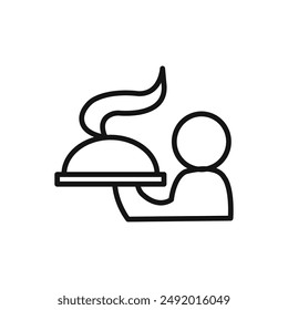 restaurant Waiter icon linear graphics set vector