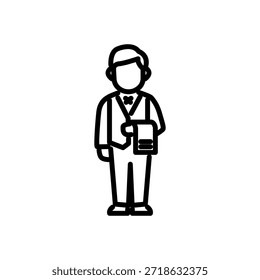 restaurant waiter icon vector, line style icon