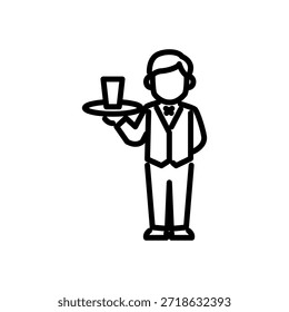 restaurant waiter icon vector, line style icon