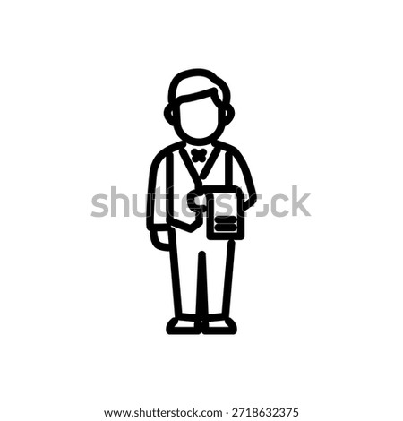 restaurant waiter icon vector, line style icon