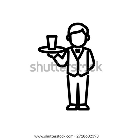 restaurant waiter icon vector, line style icon