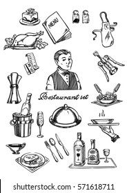 Restaurant and waiter set