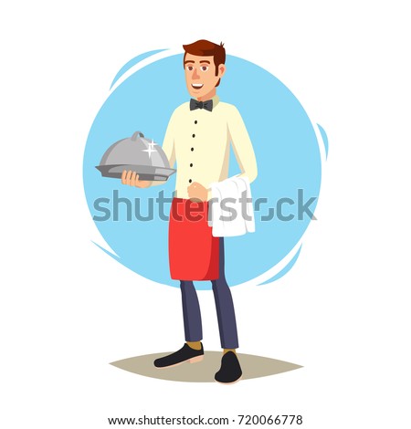Restaurant Waiter Vector. Classic Waiter Takes The Order. Isolated Flat Cartoon Character Illustration
