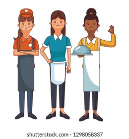 restaurant waitress cartoon