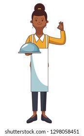 restaurant waitress cartoon