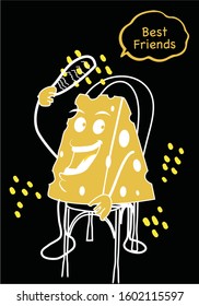 Restaurant wall sticker design, with black background, Best wall art design sticker vector illustration file high resolution for printing quality 