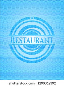 Restaurant water wave concept badge background.