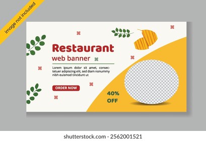 Restaurant web banner design template.