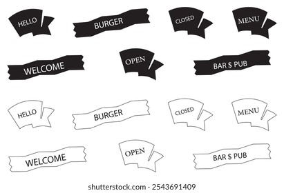 Restaurant welcome ribbon banner graphic vector illustration