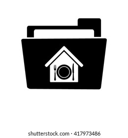 restaurant - white vector icon ; black folder