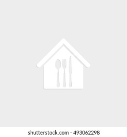 restaurant - white vector  icon with shadow