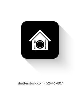 restaurant - white vector  icon with shadow