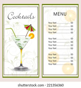 Restaurant or wine bar menu design.