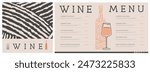 Restaurant wine menu design with abstract wine texture. Vector illustration