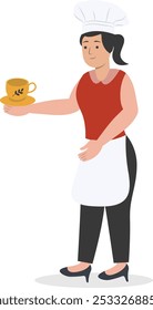 Restaurant Worker Illustration Isolated on White Background. Vector Character in Flat Cartoon Concept.