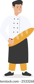 Restaurant Worker Illustration Isolated on White Background. Vector Character in Flat Cartoon Concept.