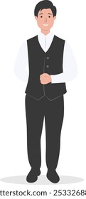 Restaurant Worker Illustration Isolated on White Background. Vector Character in Flat Cartoon Concept.