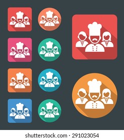 Restaurant workers icon, vector flat icon, round corners icons with different color variation.