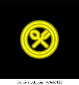 Restaurant yellow glowing neon ui ux icon. Glowing sign logo vector
