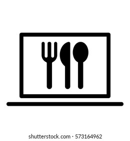 Restaurant_Food_app icon - Flat design, glyph style icon - Colored enclosed in a computer