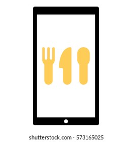 Restaurant_Food_app icon - Flat design, glyph style icon - Colored enclosed in a phone