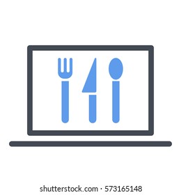 Restaurant_Food_app icon - Flat design, glyph style icon - Colored enclosed in a computer