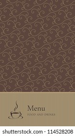 Restaurant/cafe or other dining establishment menu design. With coffee cup element. Vector. Brown