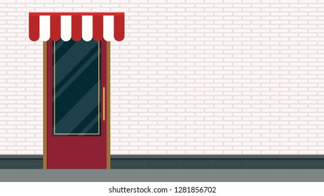 restaurants door cartoon vector. free space for text. copy space.