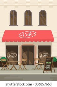 Restaurants facade. Vector flat illustration