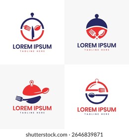 Restaurants food business logo design bundle collection chef spoon dish food service 