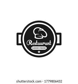 the restaurant's inspiring logo with a cook's pot and hat