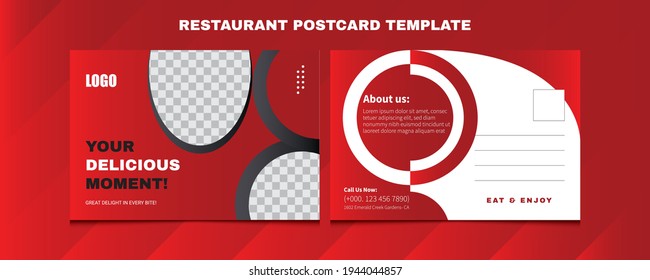 Restaurants Postcard Template, Food Postcard Template Sports, Vector Template, Professional Business Postcard Design, Event Card Design, Invitation Design, Direct Mail EDDM Template.