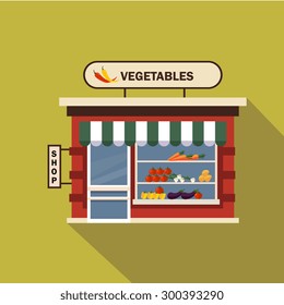 Restaurants and shops facade, storefront vector detailed flat design