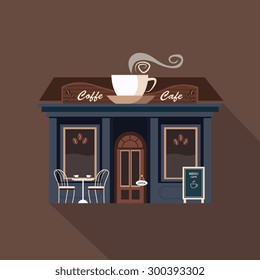 Restaurants and shops facade, storefront vector detailed flat design