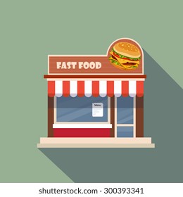 Restaurants and shops facade, storefront vector detailed flat design