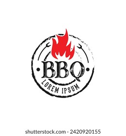 Restaurant-style rustic BBQ grill design vector