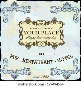 Restaurant,wine,hotel retro label vector illustration