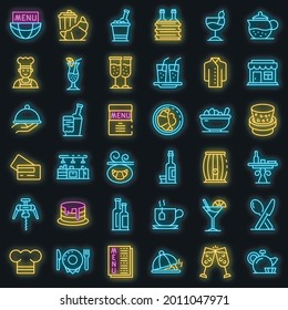 Restaurateur icons set. Outline set of restaurateur vector icons neon color on black