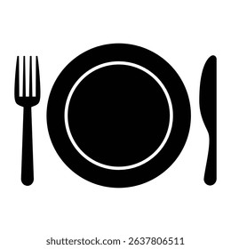 restaurent shop Plate fork and spoon silhouette icon vector illustration design on white background