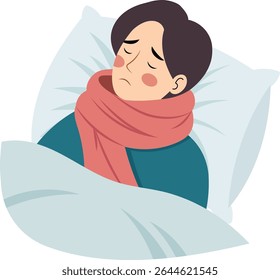 Restful Sleep Illustration of a Sick Person Sleeping Comfortably	