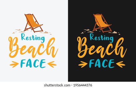 resting beach face, hello summer calligraphy, hand drawn lettering illustration vector	
