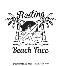Resting Beach Face T-shirt Free Vector template