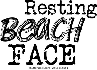 Resting Beach Gezicht Typografie T-shirt Design, Strand T-shirt Design, zomer retro boho design, Vintage Distressed, vector bestand, silhouet bestand, schrijfmachine