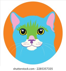 Resting cat face draw illustration -vector Artwork.