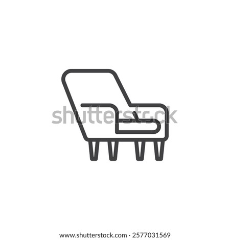 Resting Chair line icon. linear style sign for mobile concept and web design. Comfortable armchair outline vector icon. Symbol, logo illustration. Vector graphics