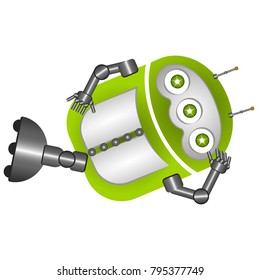 Resting cute robot on a white background, Vector illustration